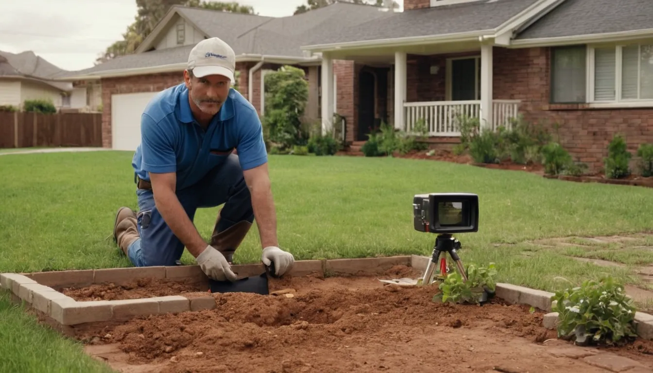 Local provider reviewing a sewer line camera inspection with a homeowner in the Old Westbury area